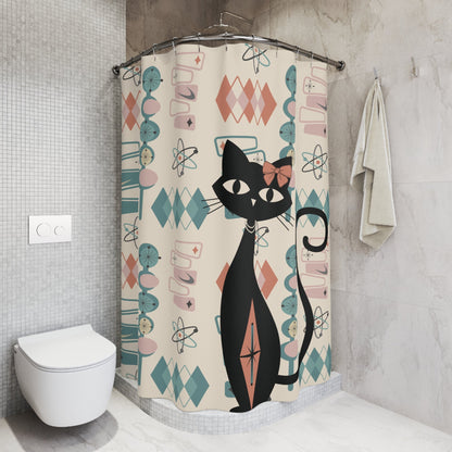 Kate McEnroe New York Atomic Cat Shower Curtain Mid Century Modern Retro Kitschy Bath DecorShower Curtains99537156856523981201
