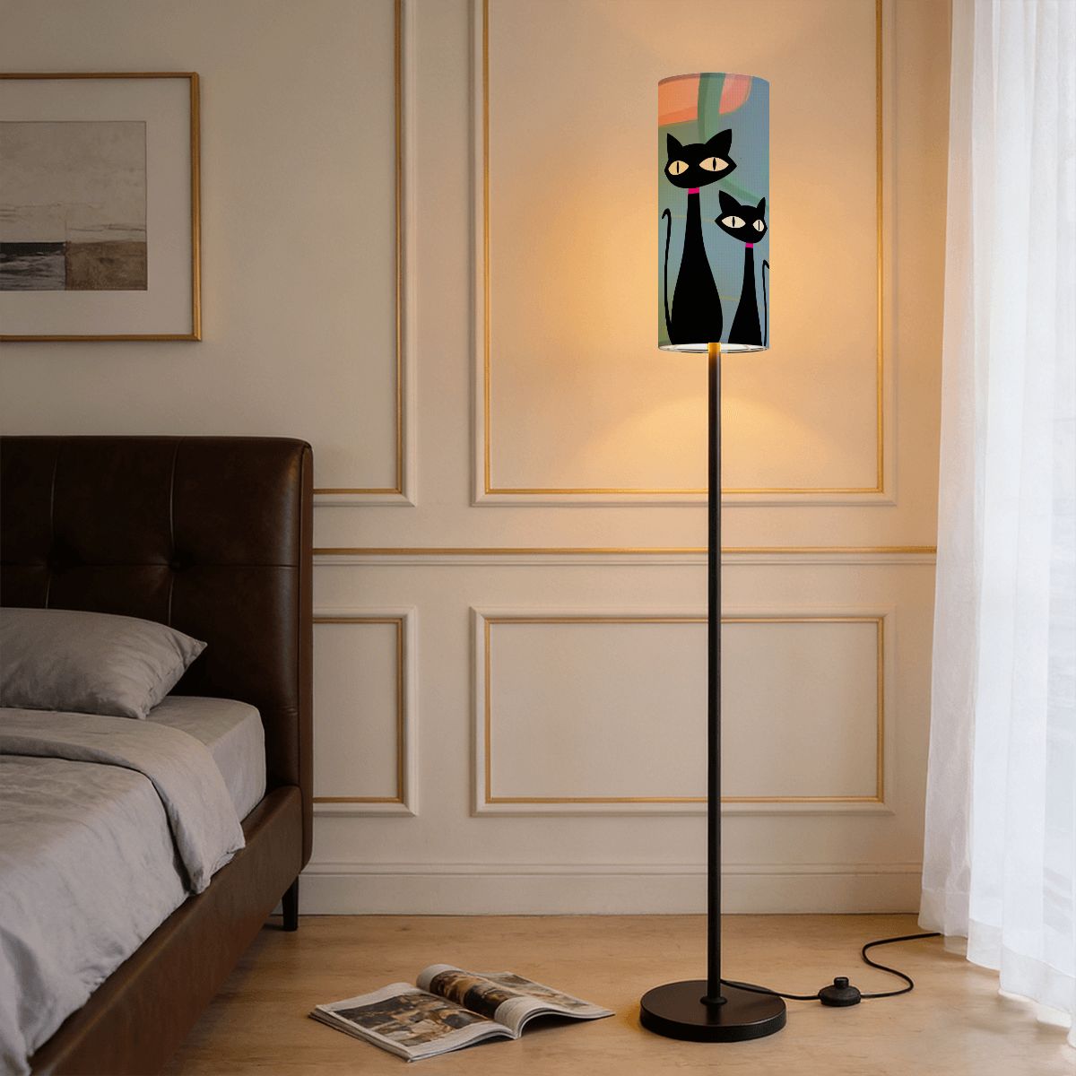 Kate McEnroe New York Atomic Cat Slim Floor Lamp, Mid Century Modern Retro LightingSlim Floor LampsNSGYLlUEwt