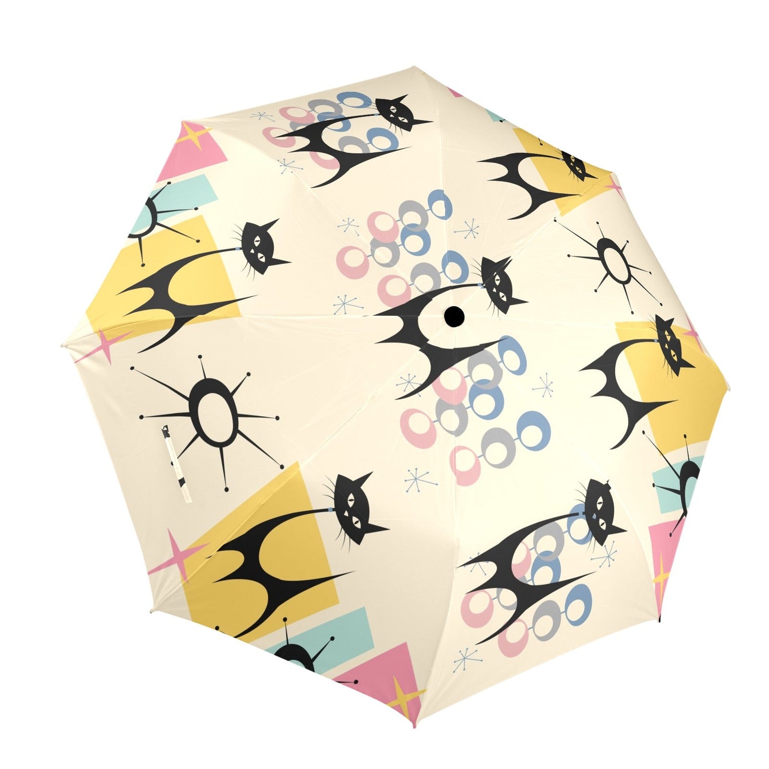 Kate McEnroe New York Atomic Cat Space Age 50s Kitsch Umbrella, Mid Century Modern Rain GearUmbrellas12997245663685949136