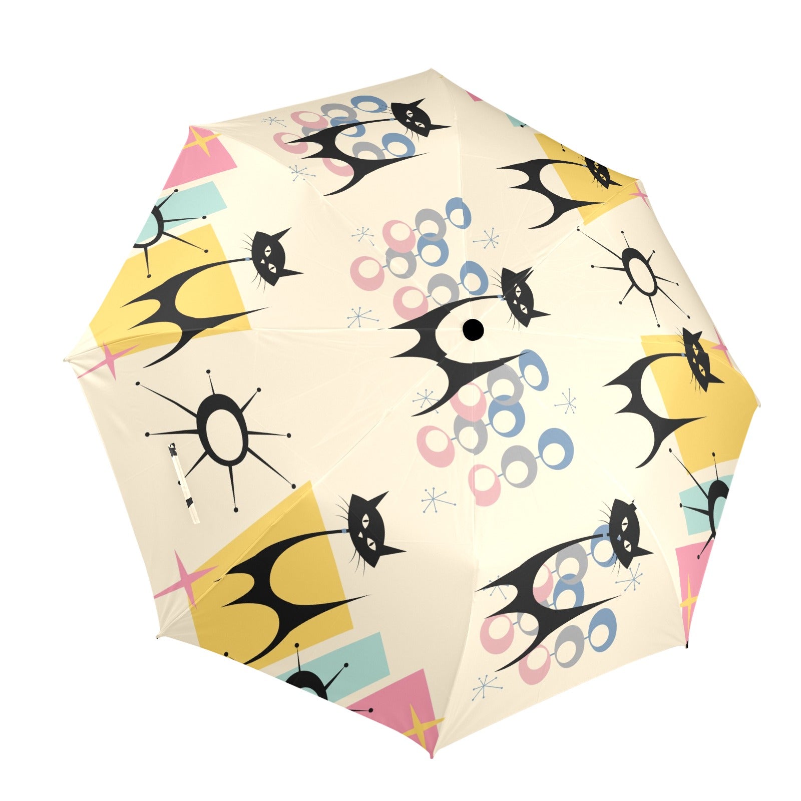 Kate McEnroe New York Atomic Cat Space Age 50s Kitsch Umbrella, Mid Century Modern Rain GearUmbrellas12997245663685949136