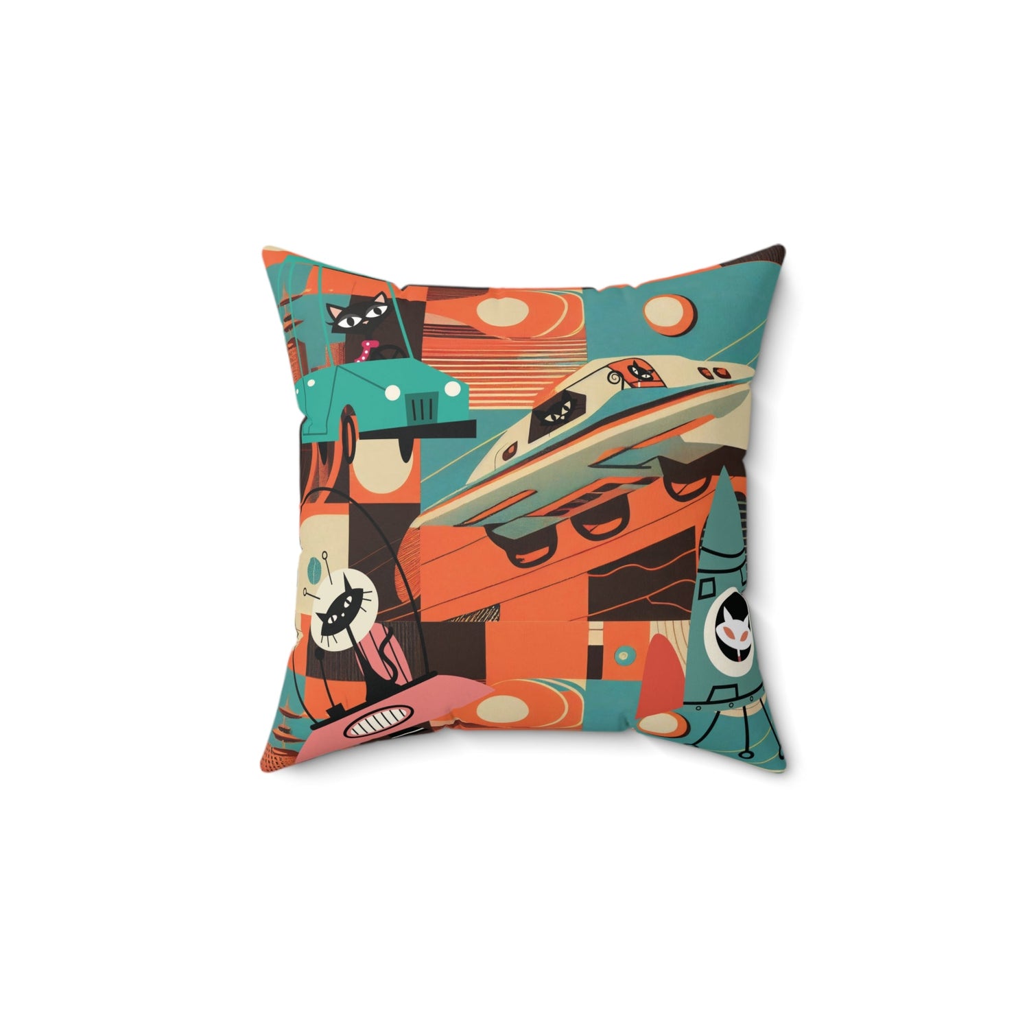 Kate McEnroe New York Atomic Cat Space Age Throw Pillow, Mid Century Modern Retro Rocket CushionThrow Pillows31375238213396198767