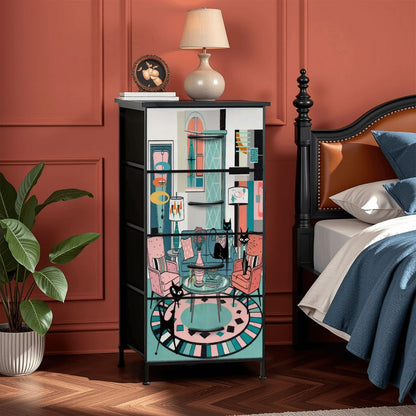 Kate McEnroe New York Atomic Cat Sputnik Lounge Dresser, Mid Century Modern 4 Drawer ChestDressersJY58UKoTQO