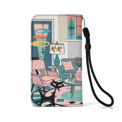 Kate McEnroe New York Atomic Cat Sputnik Lounge Flip Phone Case, Mid Century Modern Retro Flip Case ClutchPhone CasesWQE78G1W - 1