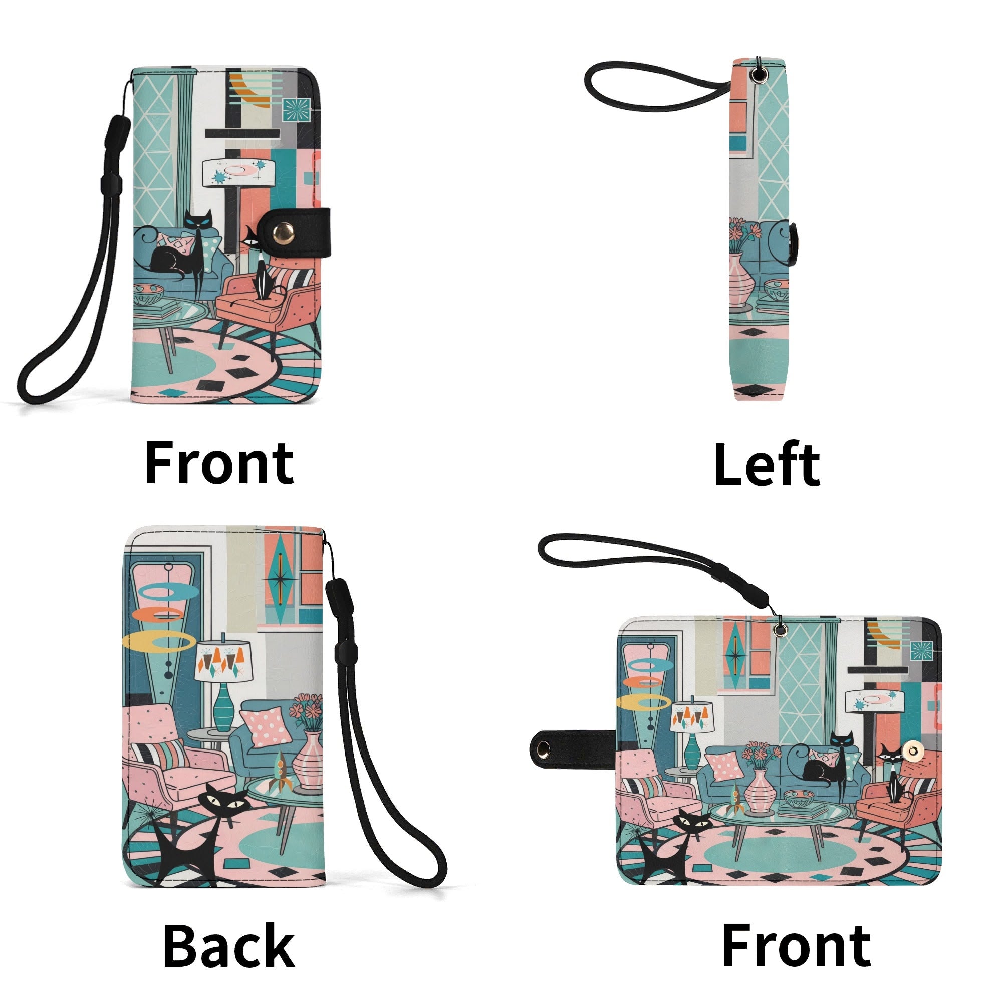 Kate McEnroe New York Atomic Cat Sputnik Lounge Flip Phone Case, Mid Century Modern Retro Flip Case ClutchPhone CasesWQE78G1W - 1