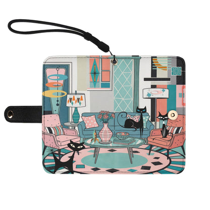 Kate McEnroe New York Atomic Cat Sputnik Lounge Flip Phone Case, Mid Century Modern Retro Flip Case ClutchPhone CasesWQE78G1W - 1