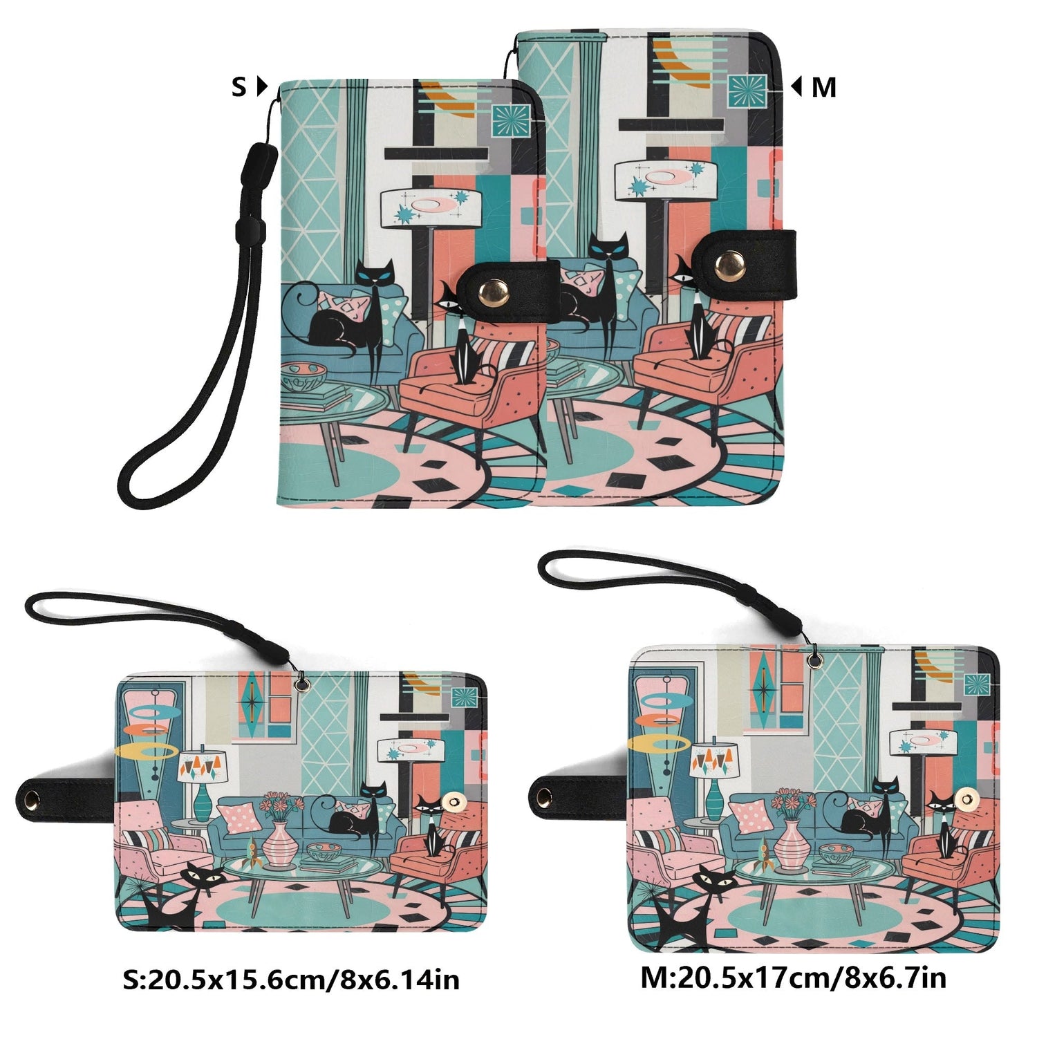 Kate McEnroe New York Atomic Cat Sputnik Lounge Flip Phone Case, Mid Century Modern Retro Flip Case ClutchPhone CasesWQE78G1W - 1