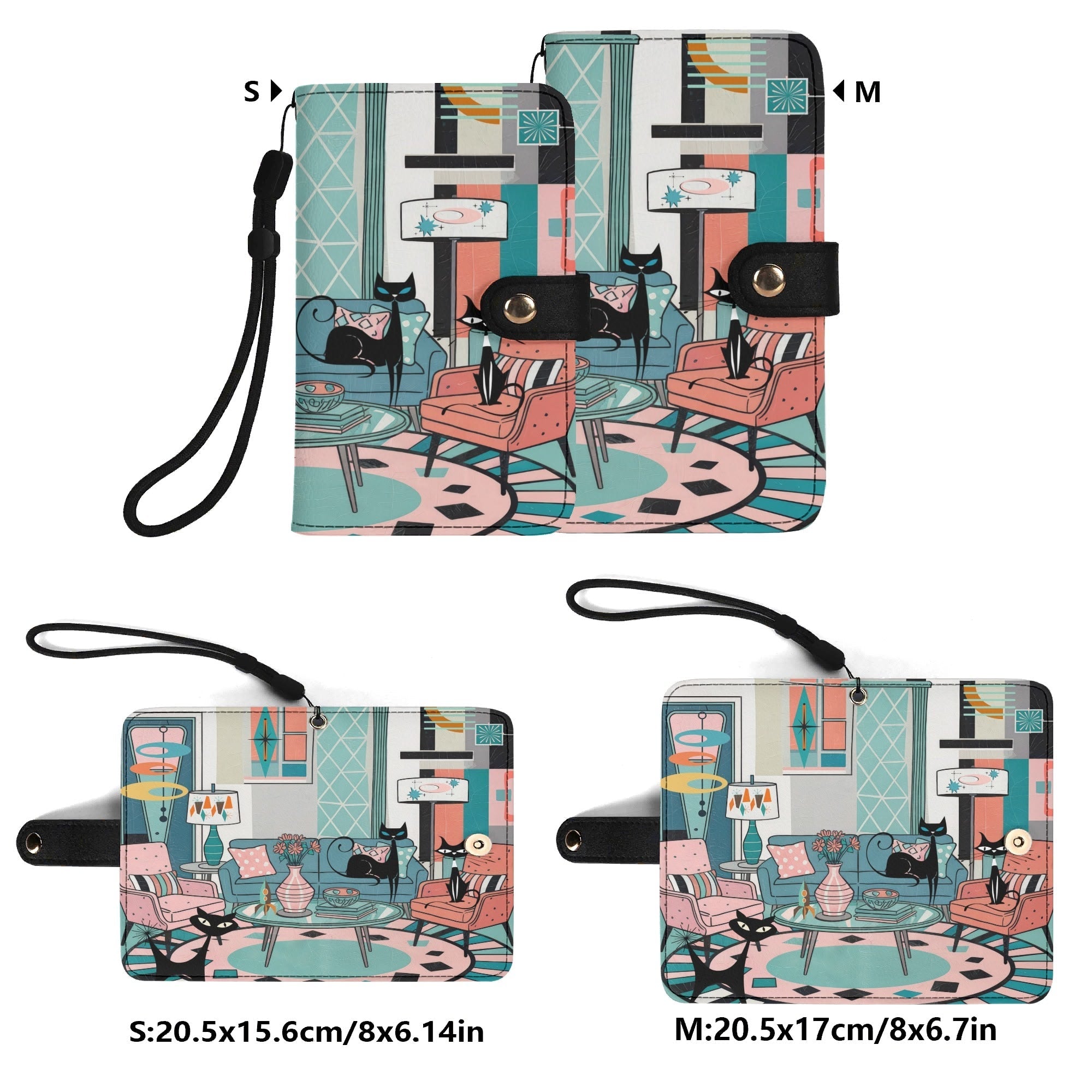 Kate McEnroe New York Atomic Cat Sputnik Lounge Flip Phone Case, Mid Century Modern Retro Flip Case ClutchPhone CasesWQE78G1W - 1