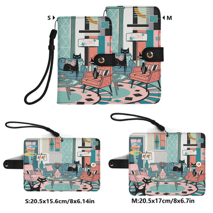 Kate McEnroe New York Atomic Cat Sputnik Lounge Flip Phone Case, Mid Century Modern Retro Flip Case ClutchPhone CasesWQE78G1W - 1