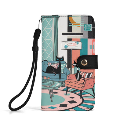 Kate McEnroe New York Atomic Cat Sputnik Lounge Flip Phone Case, Mid Century Modern Retro Flip Case ClutchPhone CasesWQE78G1W - 1