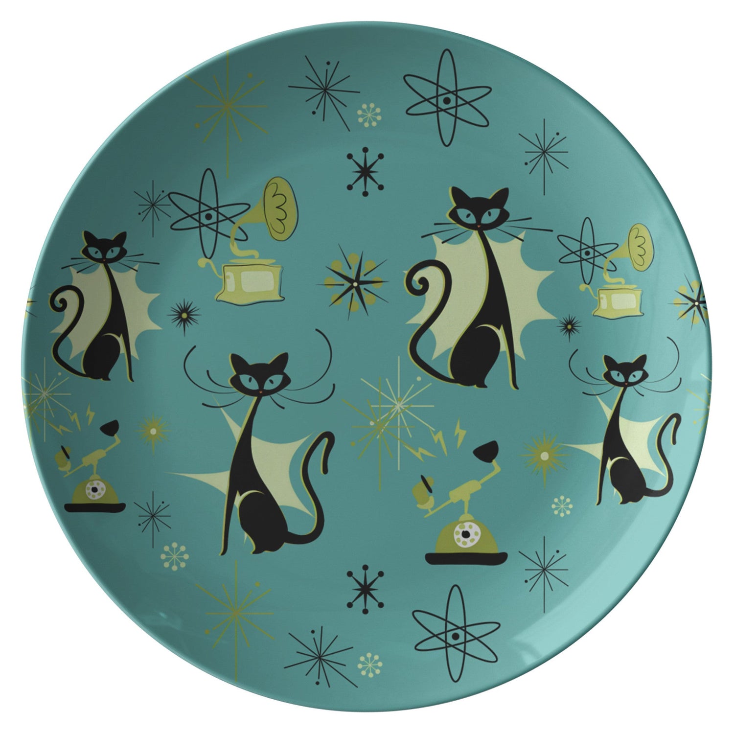 Kate McEnroe New York Atomic Cat Sputnik Mid Century Modern Dinner PlatePlates9820SINGLE