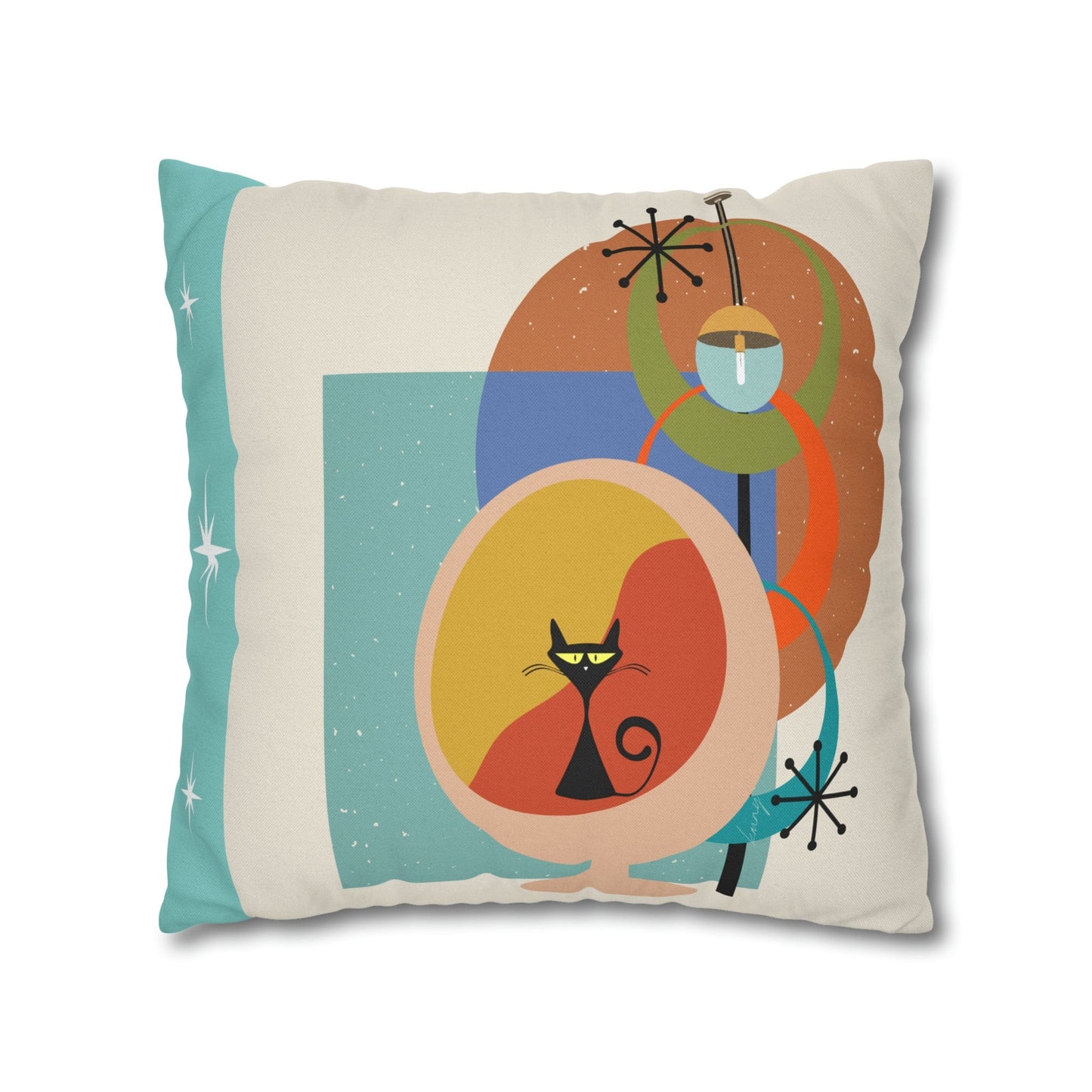 Printify Atomic Cat Sputnik Throw Pillowcase Home Decor