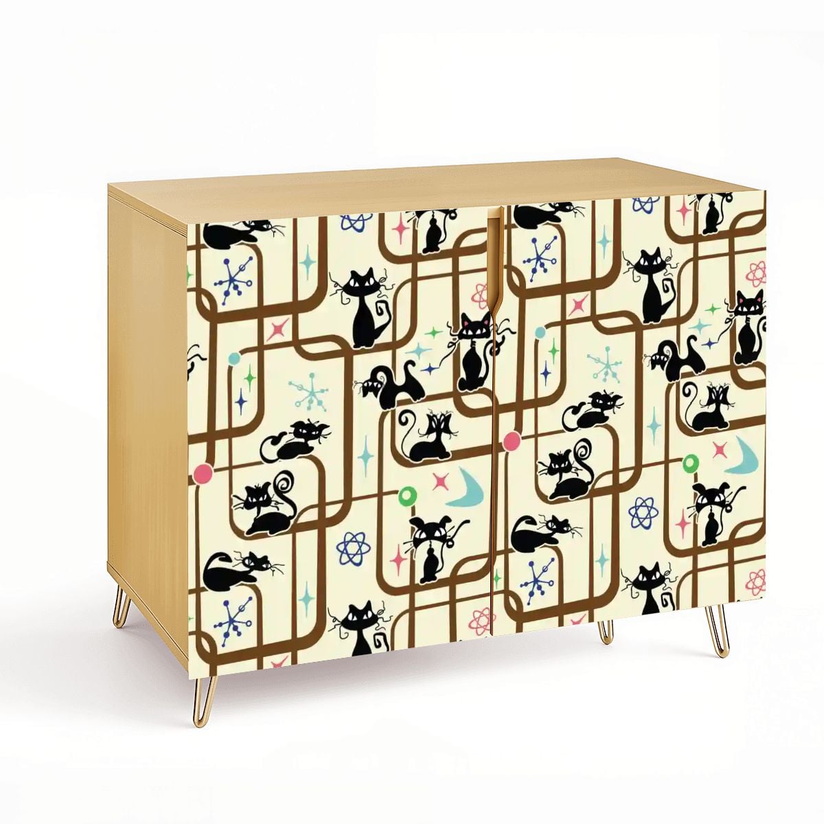Kate McEnroe New York Atomic Cat Starburst Geometric 1950s Space Age Retro Storage CabinetStorage CabinetsFOLl6tkcP5