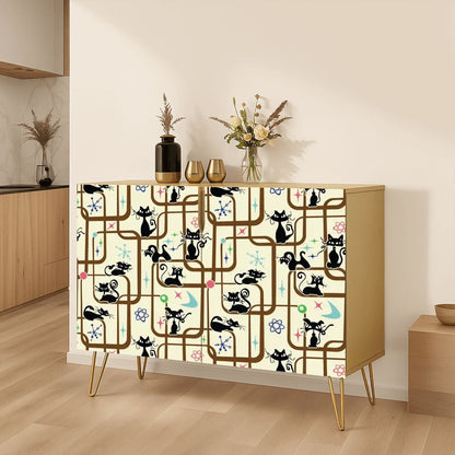 Kate McEnroe New York Atomic Cat Starburst Geometric 1950s Space Age Retro Storage CabinetStorage CabinetsFOLl6tkcP5