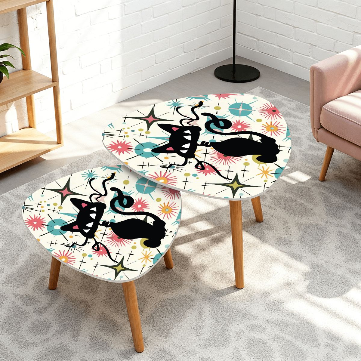 Kate McEnroe New York Atomic Cat Starburst Mid Century Modern Nesting Tables Set of 2Nesting Tables7bCy6naNKz