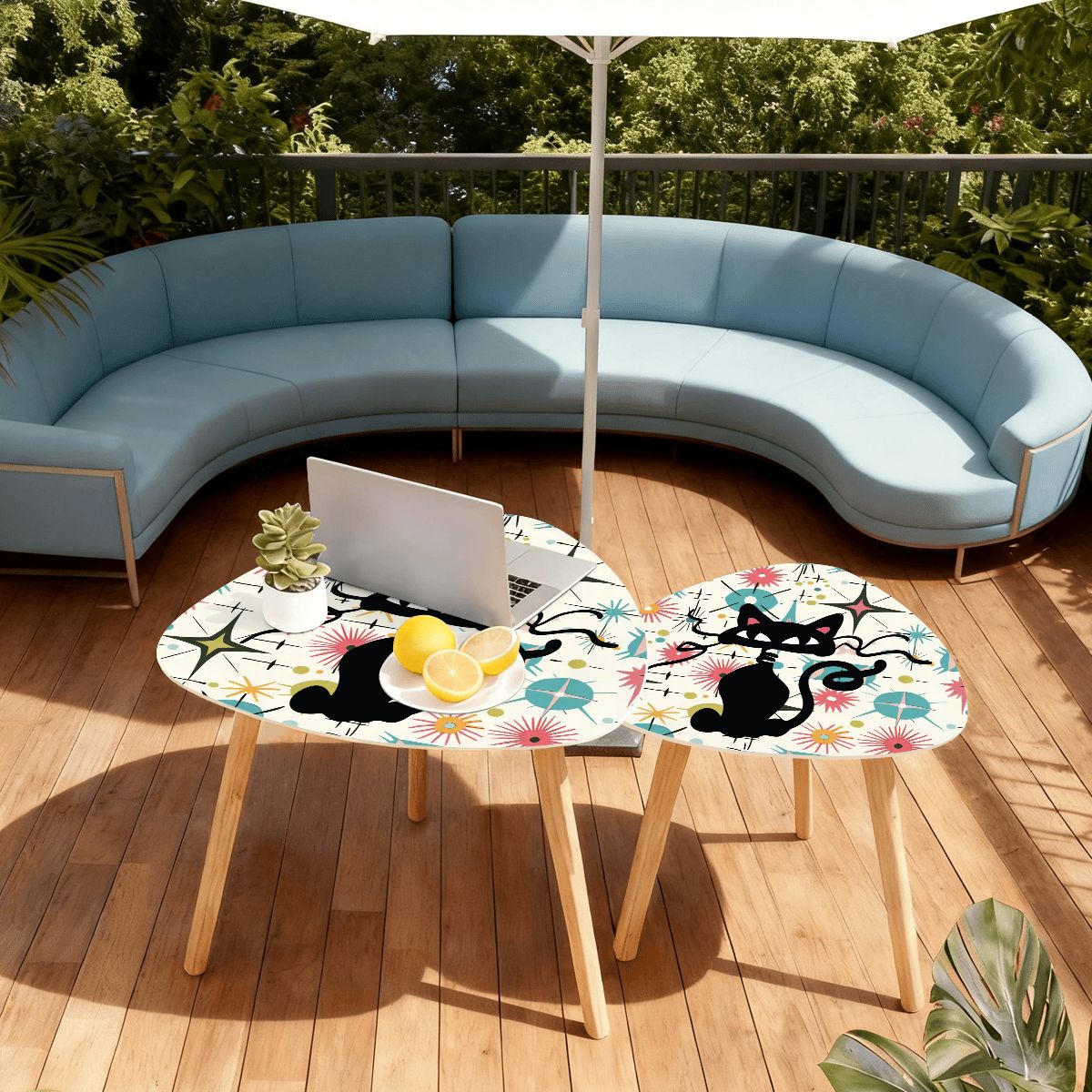 Kate McEnroe New York Atomic Cat Starburst Mid Century Modern Nesting Tables Set of 2Nesting Tables7bCy6naNKz