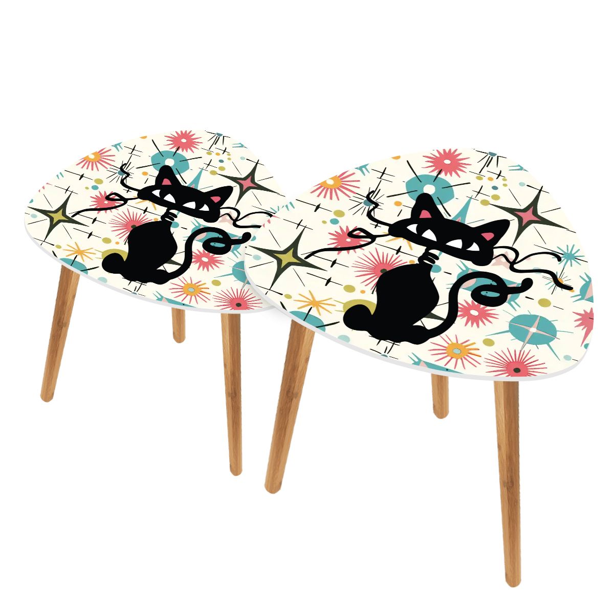 Kate McEnroe New York Atomic Cat Starburst Mid Century Modern Nesting Tables Set of 2Nesting Tables7bCy6naNKz