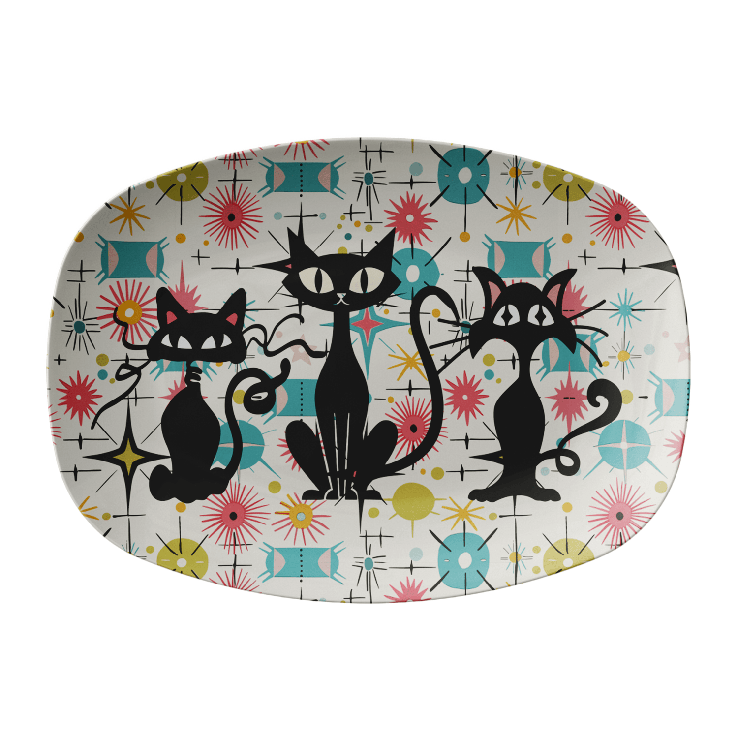 Kate McEnroe New York Atomic Cat Starburst Mid Century Modern Serving PlatterServing PlattersPLT-ATMC-CAT