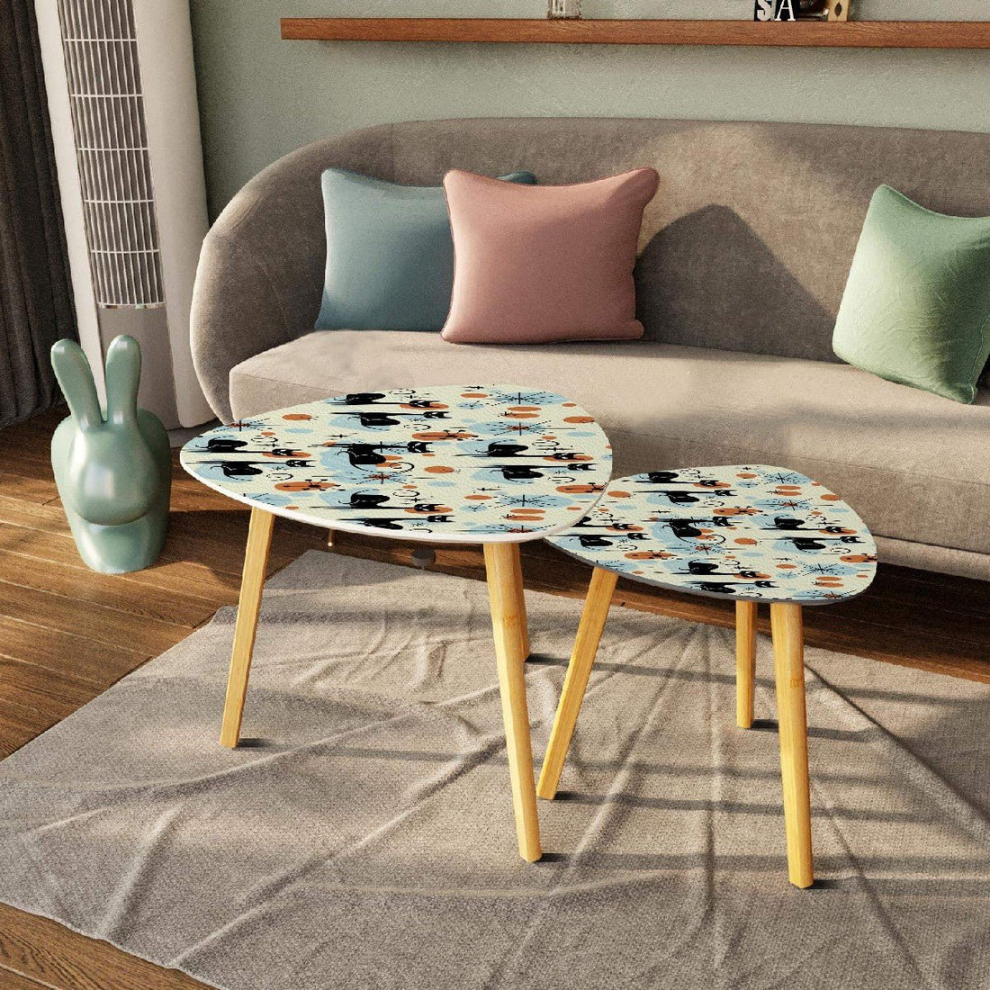 Kate McEnroe New York Atomic Cat Starburst Nesting Tables, Sputnik Mid Century Modern Sexton Cat, Retro 50s Boomerang Coffee Table SetNesting Tablesr2wSmu0ai5