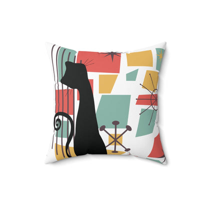 Kate McEnroe New York Atomic Cat Starburst Throw Pillow, Mid Century Modern Retro Geometric Living Room, Bedroom Cushions Throw Pillows 16" × 16" 33112538591988151810