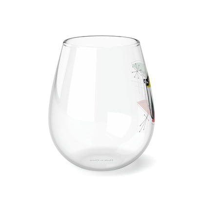 Kate McEnroe New York Atomic Cat Stemless Wine Glass, Mid Century Modern Bar Decor, Retro Kitty Glassware Wine Glasses 11.75oz 20859691264667889636