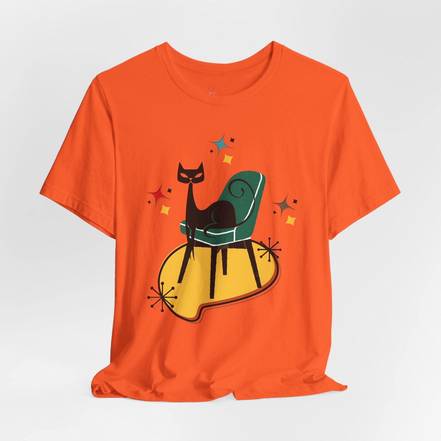 Kate McEnroe New York Atomic Cat T-Shirt, Mid Century Modern Retro Apparel, MCM Starburst Graphic TeeT-Shirts23389639792609178148