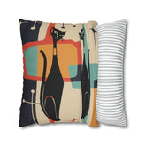 Kate McEnroe New York Atomic Cat Throw Pillow Cover, Mid Century Modern Geometric Teal, Mustard Yellow, Cream, Charcoal Pillowcase, MCM Starburst Cushion Cover, Cat Lovers GiftThrow Pillow Covers19423957458429215178