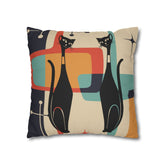 Kate McEnroe New York Atomic Cat Throw Pillow Cover, Mid Century Modern Geometric Teal, Mustard Yellow, Cream, Charcoal Pillowcase, MCM Starburst Cushion Cover, Cat Lovers GiftThrow Pillow Covers19423957458429215178