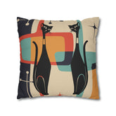 Kate McEnroe New York Atomic Cat Throw Pillow Cover, Mid Century Modern Geometric Teal, Mustard Yellow, Cream, Charcoal Pillowcase, MCM Starburst Cushion Cover, Cat Lovers GiftThrow Pillow Covers19423957458429215178