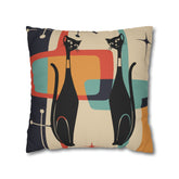 Kate McEnroe New York Atomic Cat Throw Pillow Cover, Mid Century Modern Geometric Teal, Mustard Yellow, Cream, Charcoal Pillowcase, MCM Starburst Cushion Cover, Cat Lovers GiftThrow Pillow Covers19423957458429215178