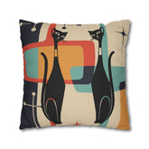 Kate McEnroe New York Atomic Cat Throw Pillow Cover, Mid Century Modern Geometric Teal, Mustard Yellow, Cream, Charcoal Pillowcase, MCM Starburst Cushion Cover, Cat Lovers GiftThrow Pillow Covers19423957458429215178