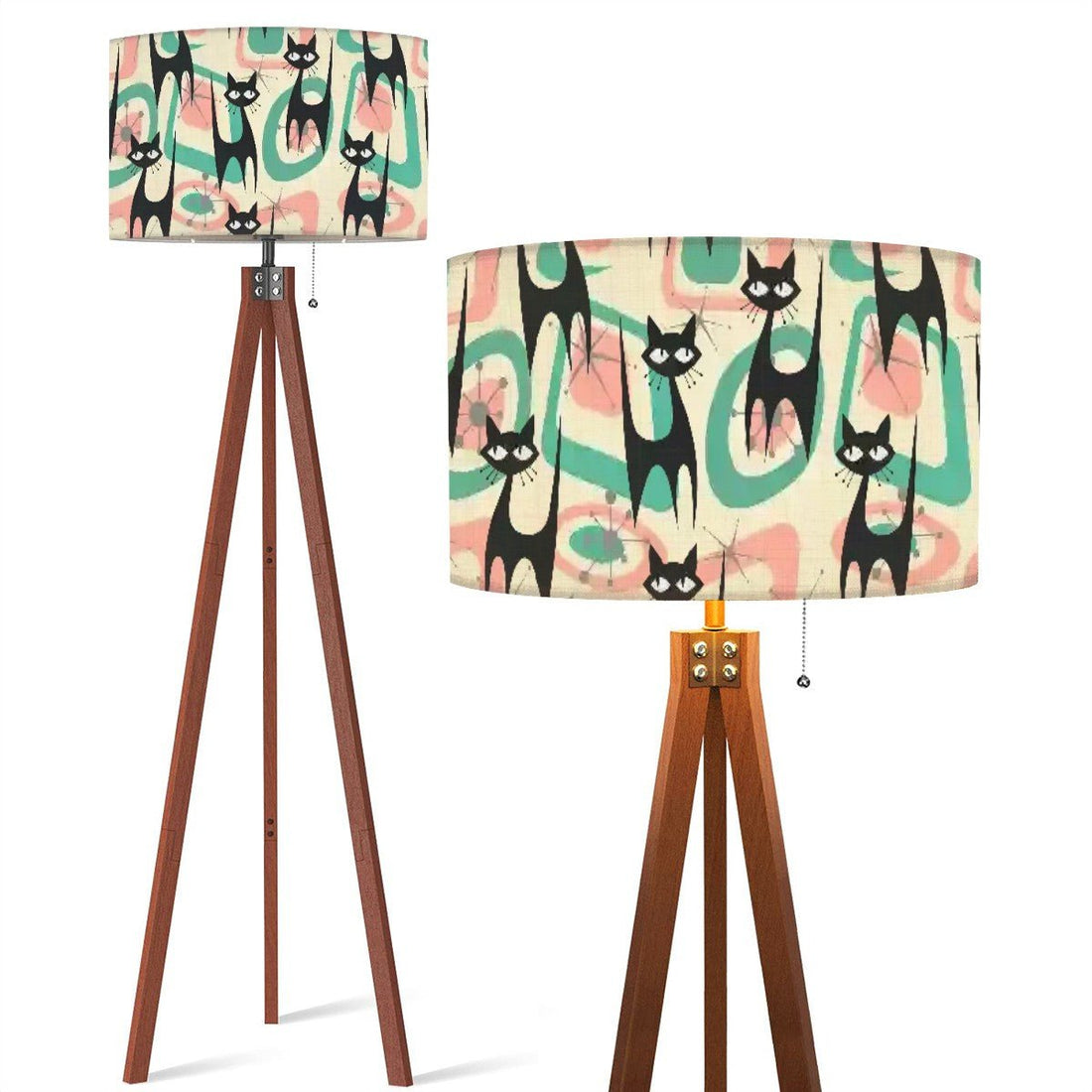 Kate McEnroe New York Atomic Cat Tripod Floor Lamp, Retro Mid Century Modern Statement Lighting, Funky MCM Living Room or Bedroom Accent PieceFloor LampsC6Mcd9lQxf