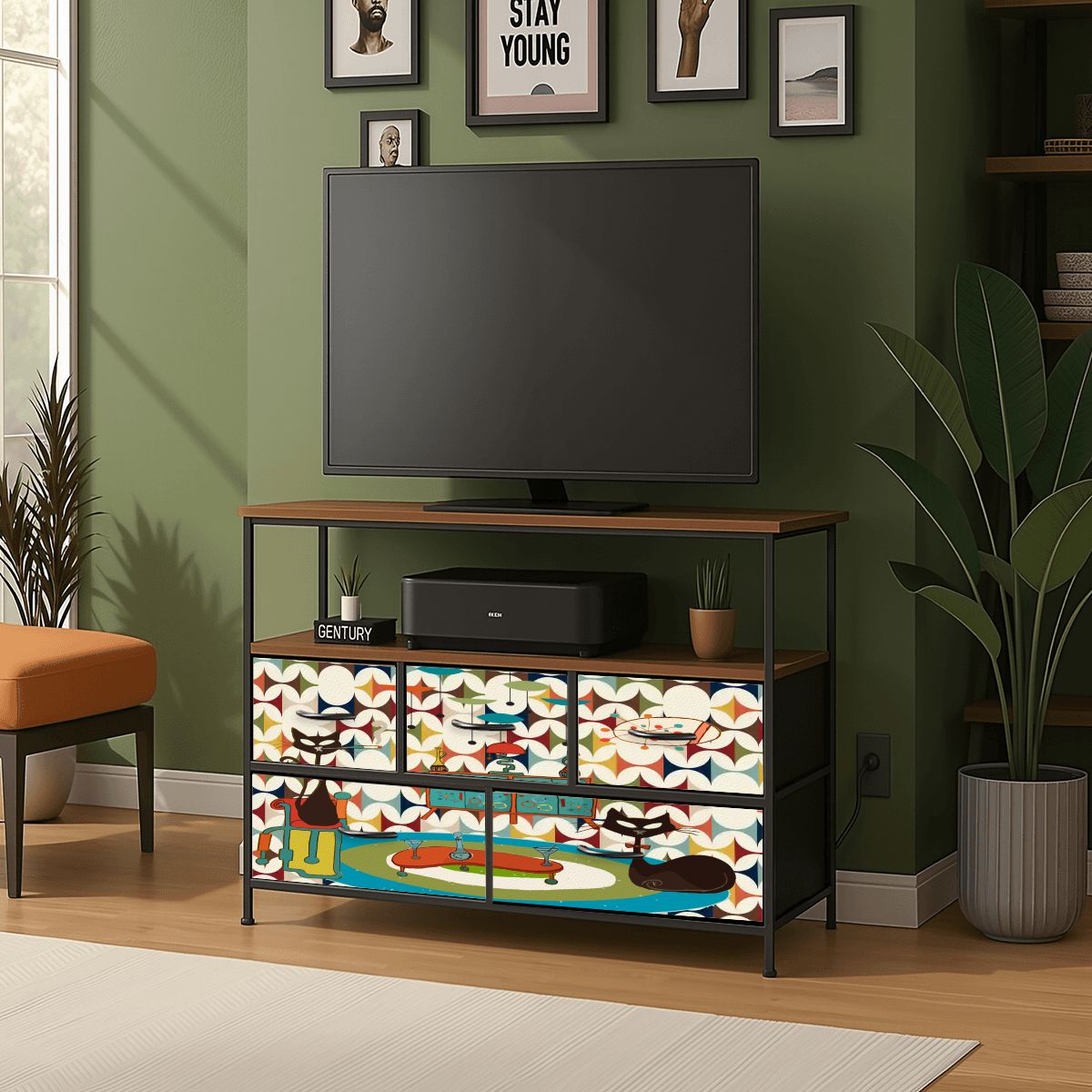 Kate McEnroe New York Atomic Cat TV Stand Scandinavian Mod Console Mid Century Media StorageTV StandsJTZcT3Av3Z