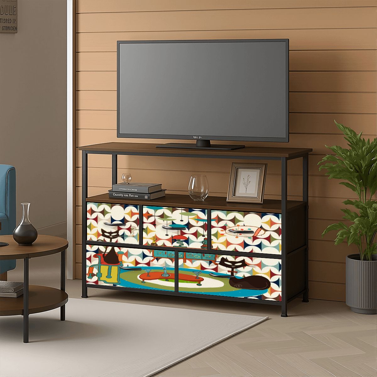 Kate McEnroe New York Atomic Cat TV Stand Scandinavian Mod Console Mid Century Media StorageTV StandsJTZcT3Av3Z