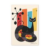 Kate McEnroe New York Atomic Cat Vinyl Record Wall Art, Mid Century Modern Audiophile CanvasCanvas Wall Art10927090189140025114