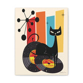 Kate McEnroe New York Atomic Cat Vinyl Record Wall Art, Mid Century Modern Audiophile CanvasCanvas Wall Art14685430541587066305