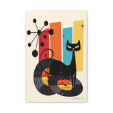 Kate McEnroe New York Atomic Cat Vinyl Record Wall Art, Mid Century Modern Audiophile CanvasCanvas Wall Art17093557624778948787