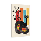 Kate McEnroe New York Atomic Cat Vinyl Record Wall Art, Mid Century Modern Audiophile CanvasCanvas Wall Art82614916140946701155