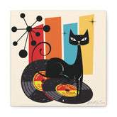 Kate McEnroe New York Atomic Cat Vinyl Record Wall Art, Mid Century Modern Audiophile CanvasCanvas Wall Art82614916140946701155