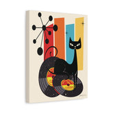 Kate McEnroe New York Atomic Cat Vinyl Record Wall Art, Mid Century Modern Audiophile CanvasCanvas Wall Art82614916140946701155