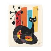 Kate McEnroe New York Atomic Cat Vinyl Record Wall Art, Mid Century Modern Audiophile CanvasCanvas Wall Art99671107112041942141