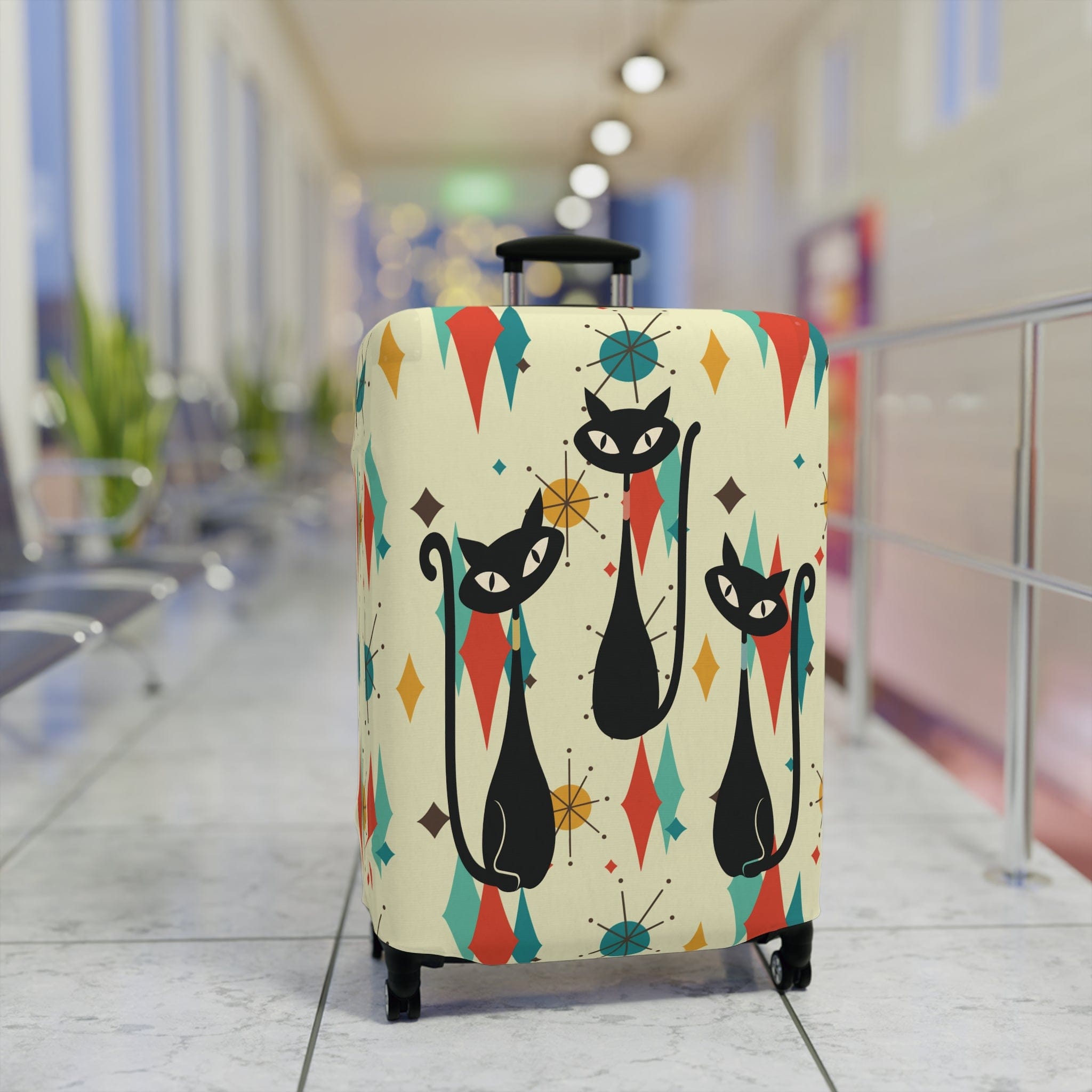 Kate McEnroe New York Atomic Cats Franciscan Diamond Starburst Luggage Cover, Retro MCM Travel Suitcase Skin, Mid Century Modern Baggage ProtectorLuggage Covers14100456754029170098