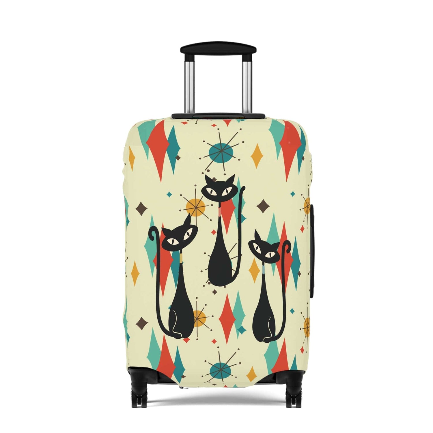 Kate McEnroe New York Atomic Cats Franciscan Diamond Starburst Luggage Cover, Retro MCM Travel Suitcase Skin, Mid Century Modern Baggage ProtectorLuggage Covers14100456754029170098