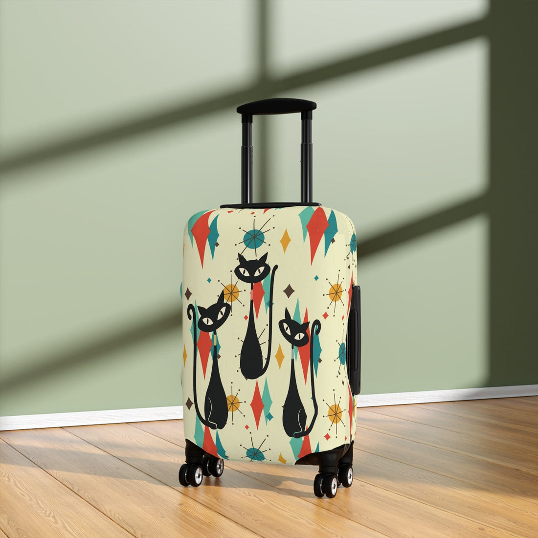 Kate McEnroe New York Atomic Cats Franciscan Diamond Starburst Luggage Cover, Retro MCM Travel Suitcase Skin, Mid Century Modern Baggage ProtectorLuggage Covers26892275672689793341