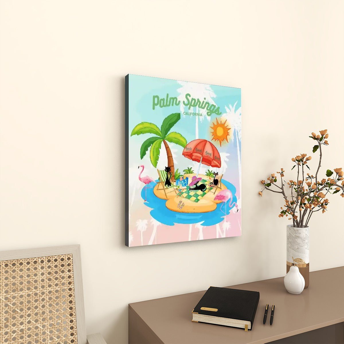 Kate McEnroe New York Atomic Cats in Palm Springs Summer Wall Art, Mid Century Modern CanvasCanvas Wall ArtdUsHyNwl8p