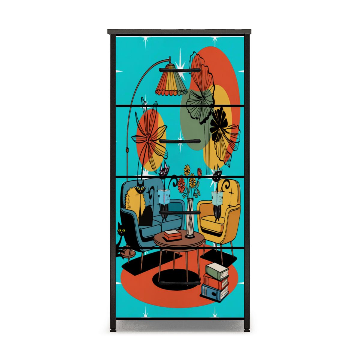 Kate McEnroe New York Atomic Cats Lounge Dresser, Mid Century Modern Reading Nook Retro ChestDressersgcN6hT2JBr