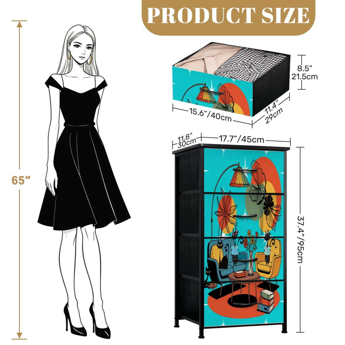 Kate McEnroe New York Atomic Cats Lounge Dresser, Mid Century Modern Reading Nook Retro ChestDressersgcN6hT2JBr