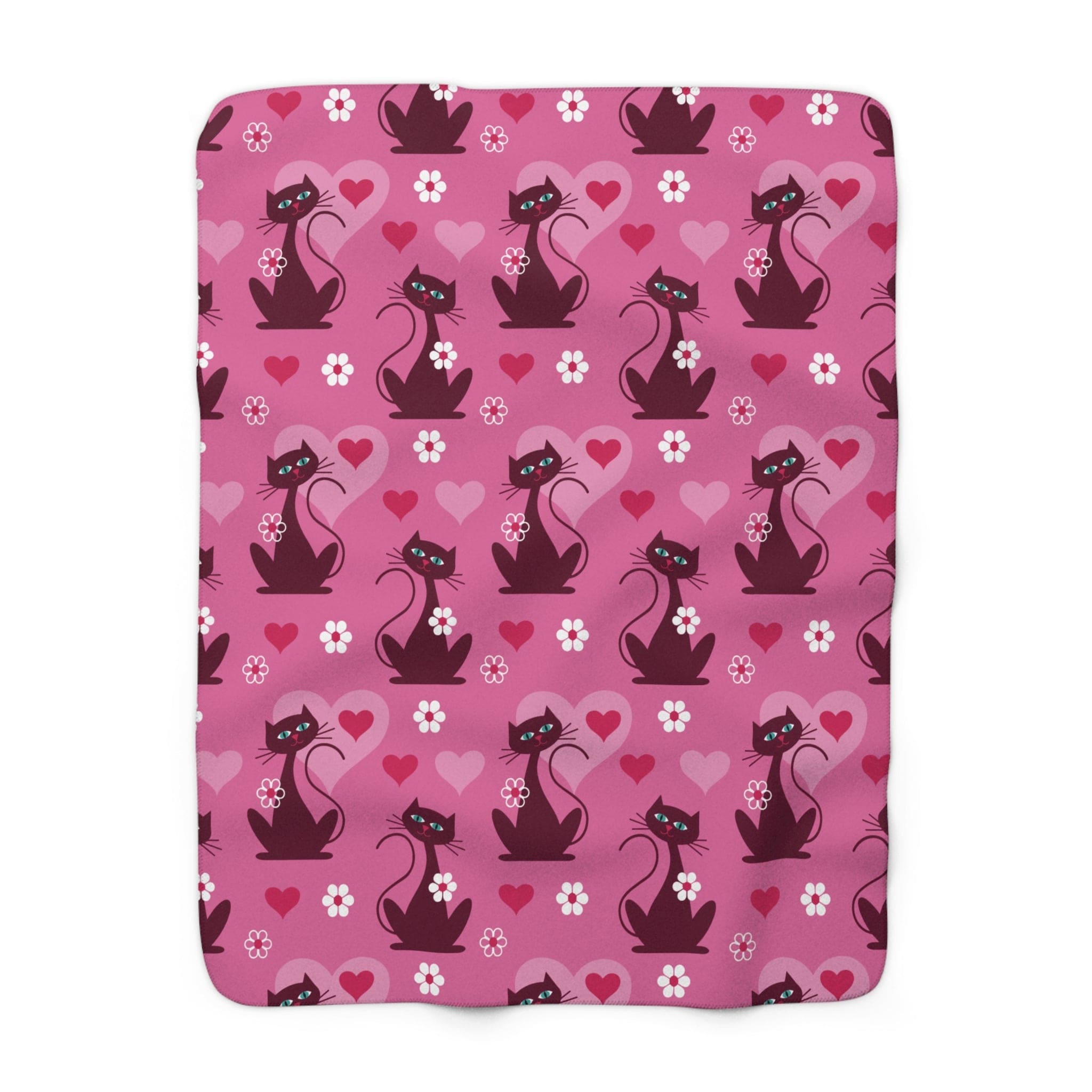 Kate McEnroe New York Atomic Cats MCM Pink Sherpa Blanket, Mid Century Modern Retro Cozy ThrowBlankets26079493058810291643