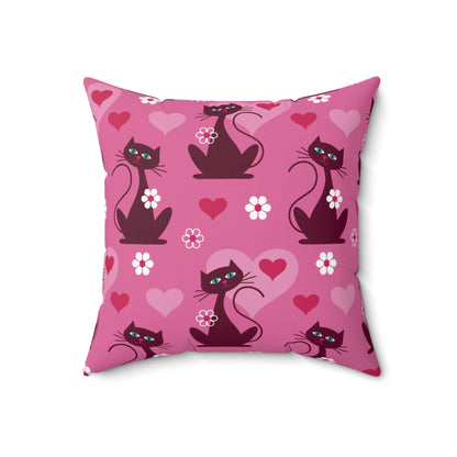 Kate McEnroe New York Atomic Cats MCM Pink Throw Pillow, Mid Century Modern Cozy Cushion, Retro Living Room, Bedroom Decor Throw Pillows 18&quot; × 18&quot; 25277415212733032192