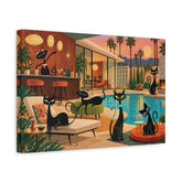 Kate McEnroe New York Atomic Cats Pool Party Palm Springs Mid Century Canvas Wall ArtCanvas Wall Art15105502496955966217