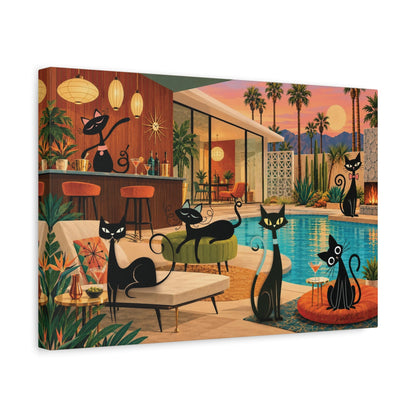 Kate McEnroe New York Atomic Cats Pool Party Palm Springs Mid Century Canvas Wall ArtCanvas Wall Art15105502496955966217